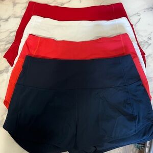 lululemon Speed Up HighRise 2.5” White, Navy Blue & Orange & Red
